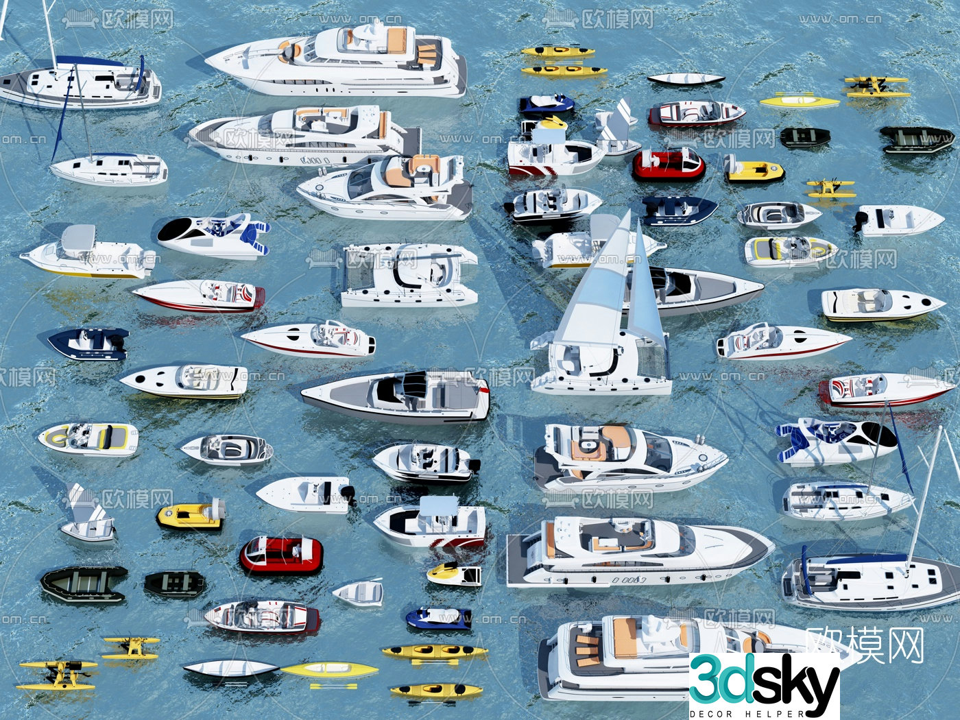 Modern yacht sailing speedboat 3d model