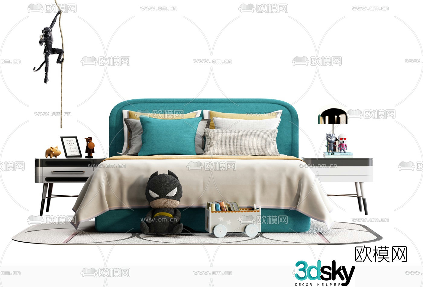 Modern fabric children’s bed 3d model
