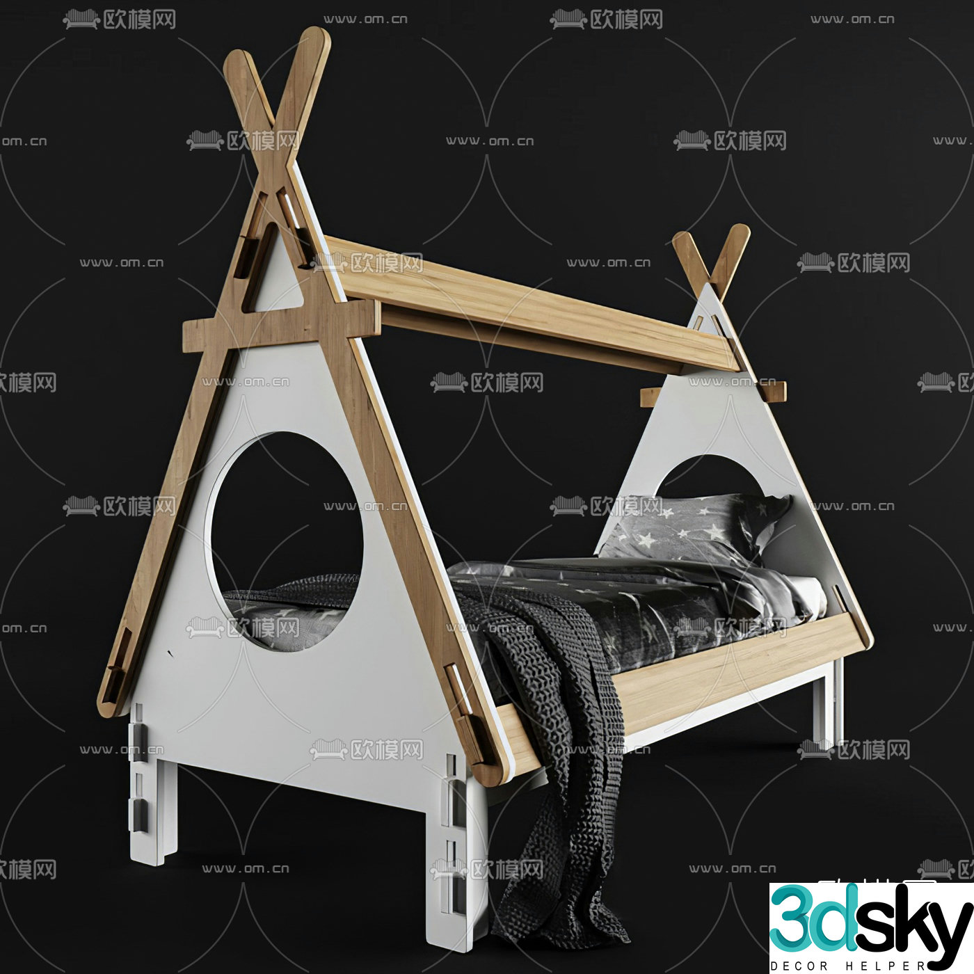 Nordic children’s bed 3d model