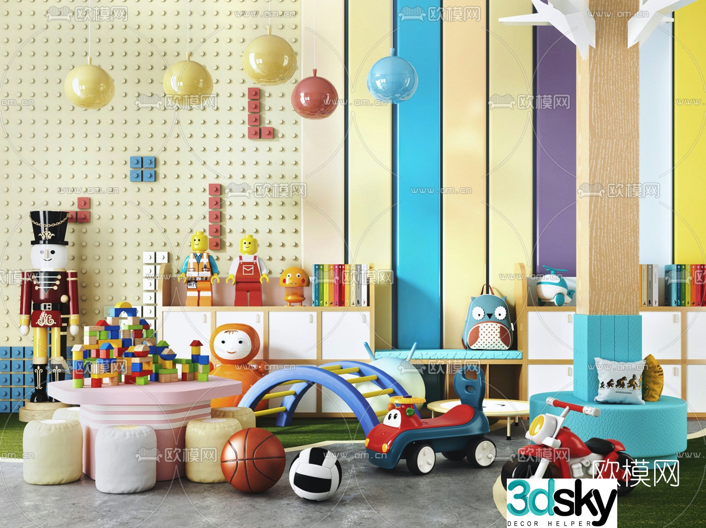 Modern children’s table and chair toys 3d model