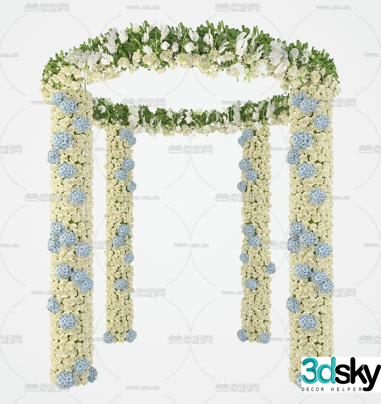 Modern wedding wedding garland arch 3d model