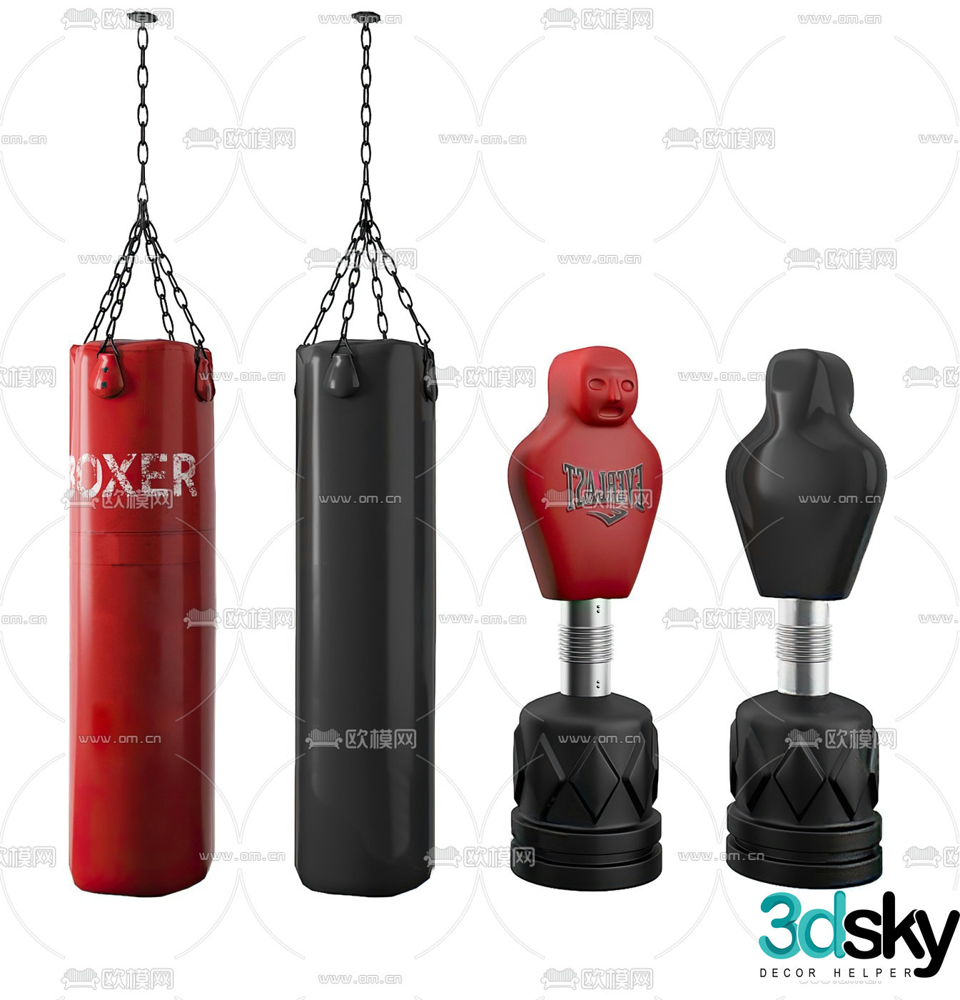 Modern boxing punching bag dummy fitness equipment 3d model