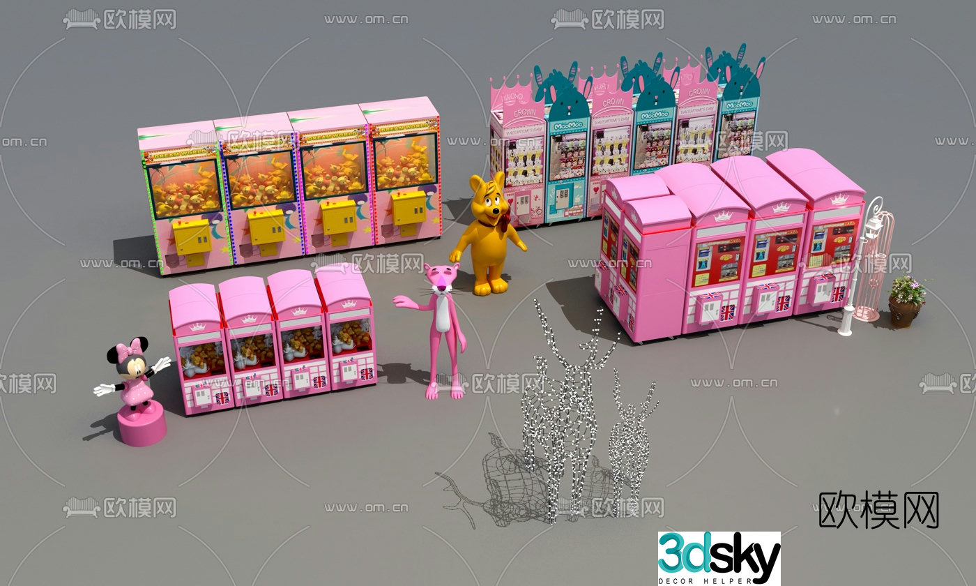 Modern game console and claw machine combination 3D model