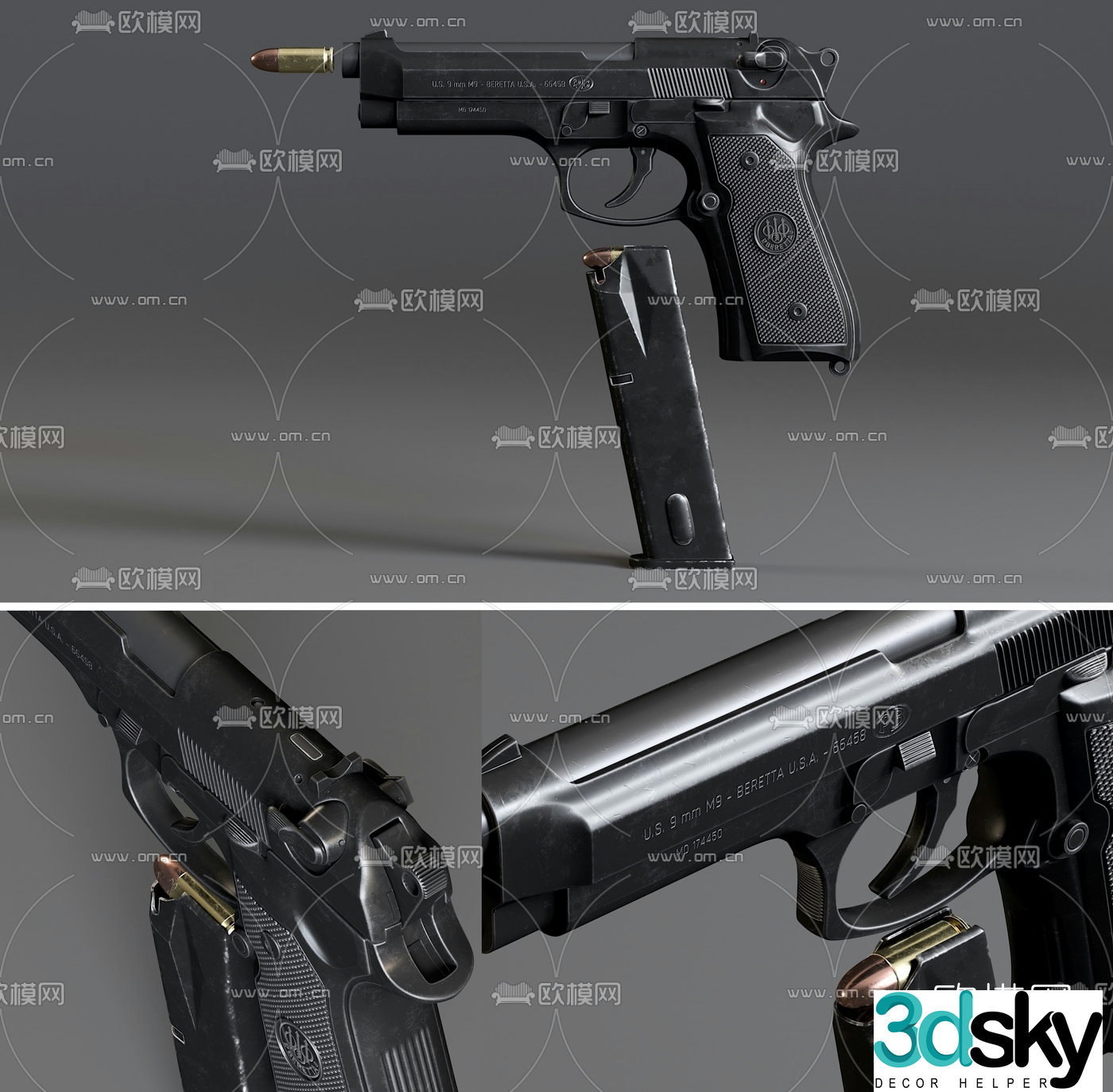 Modern M9 pistol 3d model
