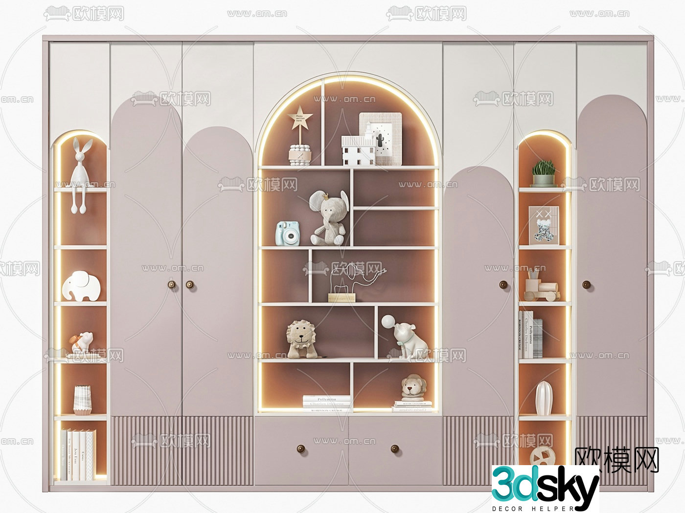 Nordic children’s wardrobe bookcase 3d model
