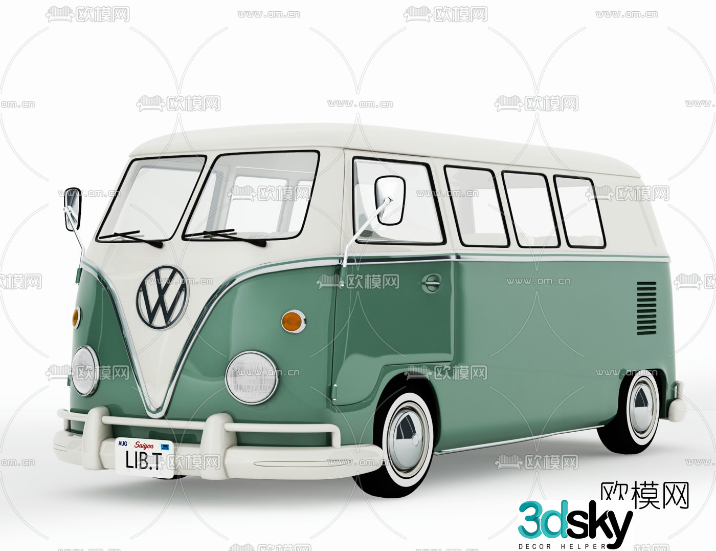 Modern retro minibus 3d model