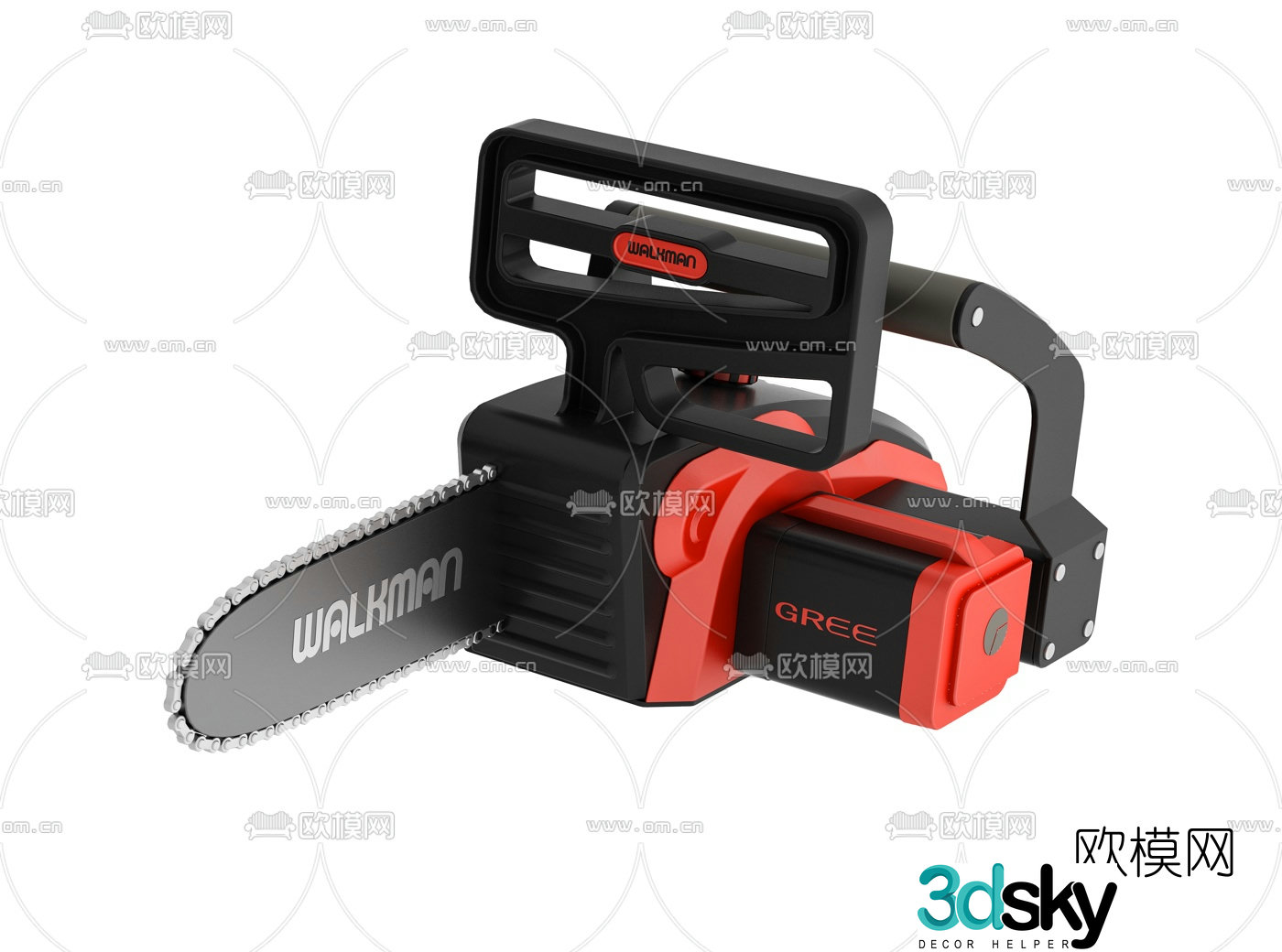 Modern electric saw chain saw 3d model