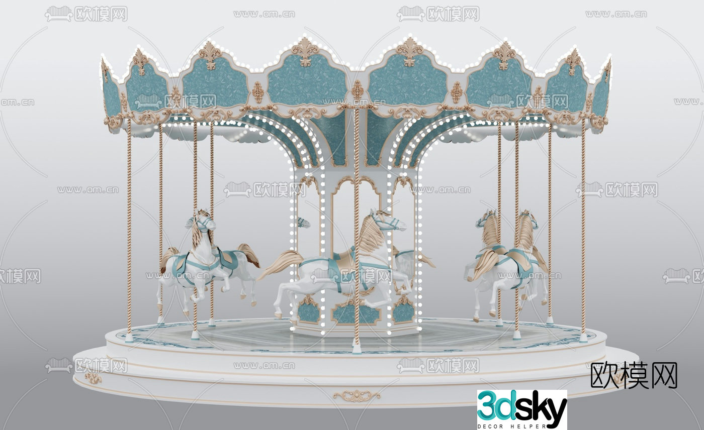 European style carousel 3d model