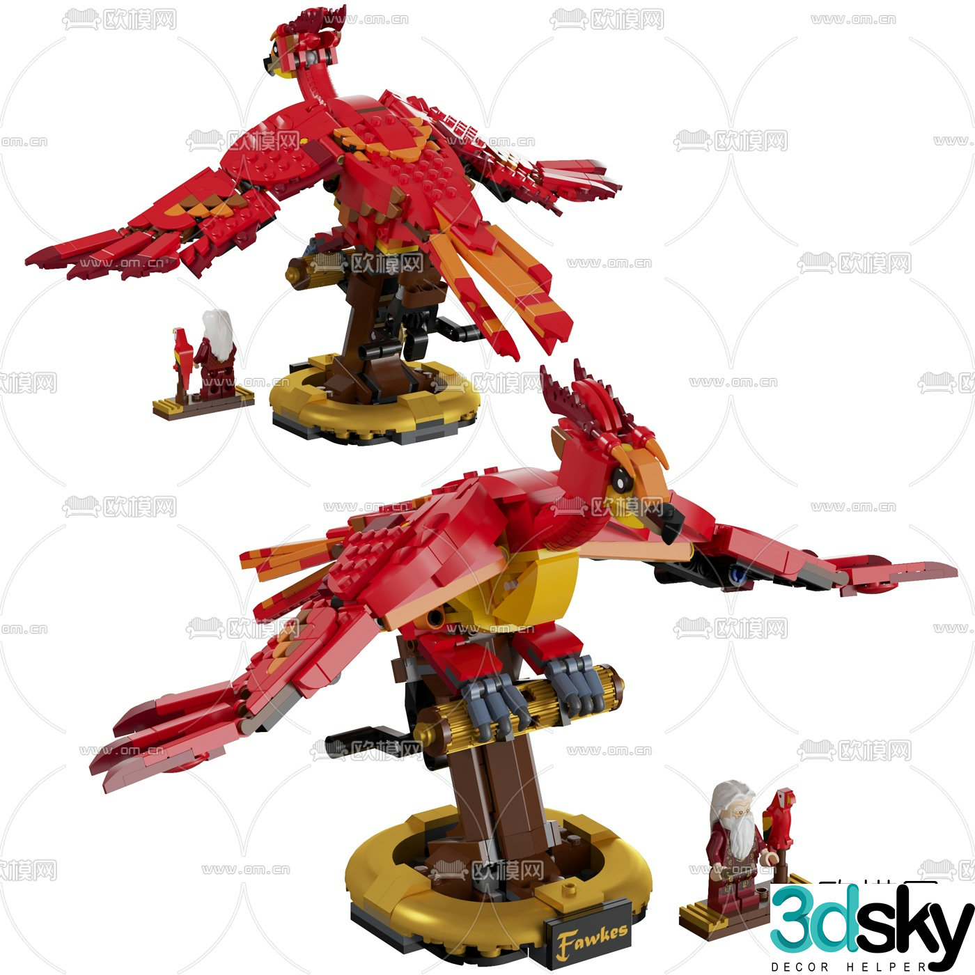 Modern building blocks phoenix toy 3d model