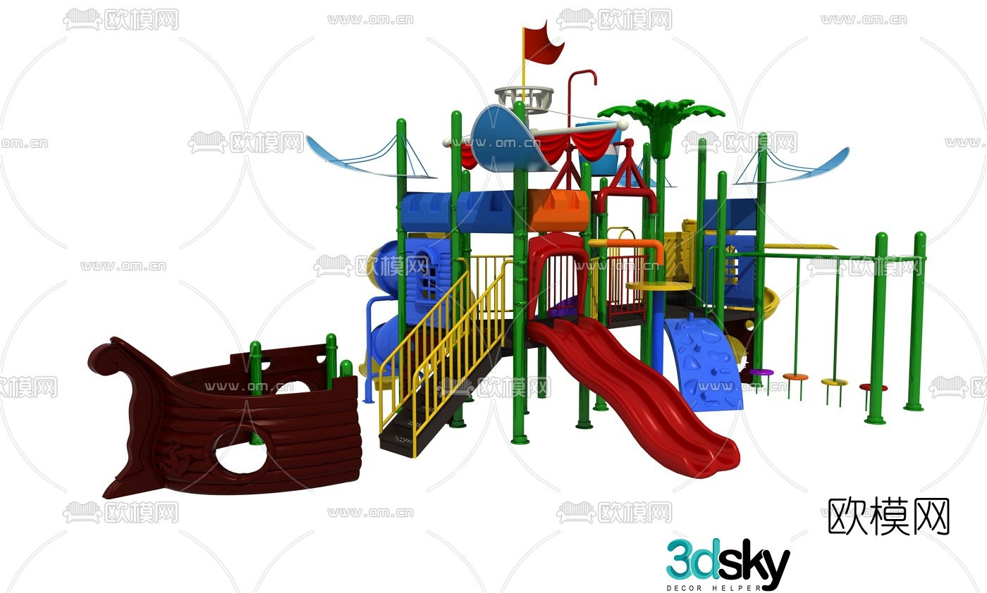 Modern water slide ride 3d model