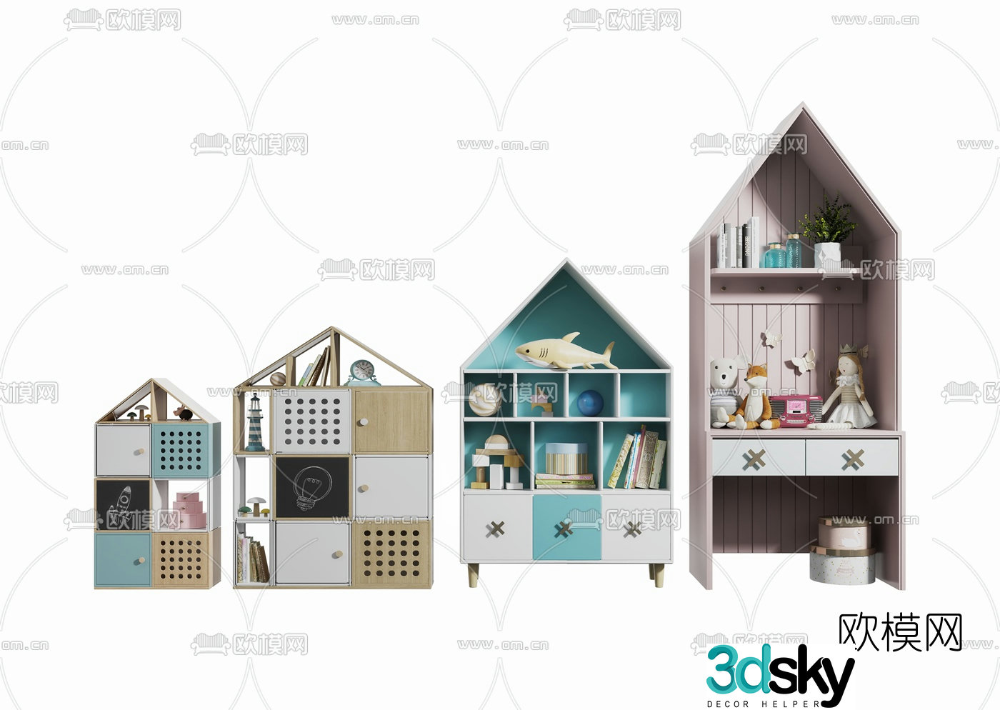 Modern children’s cabinet toy cabinet 3d model