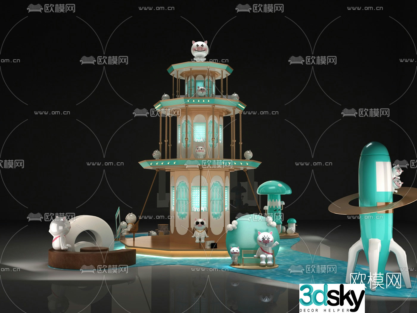 Modern children's play equipment 3d model