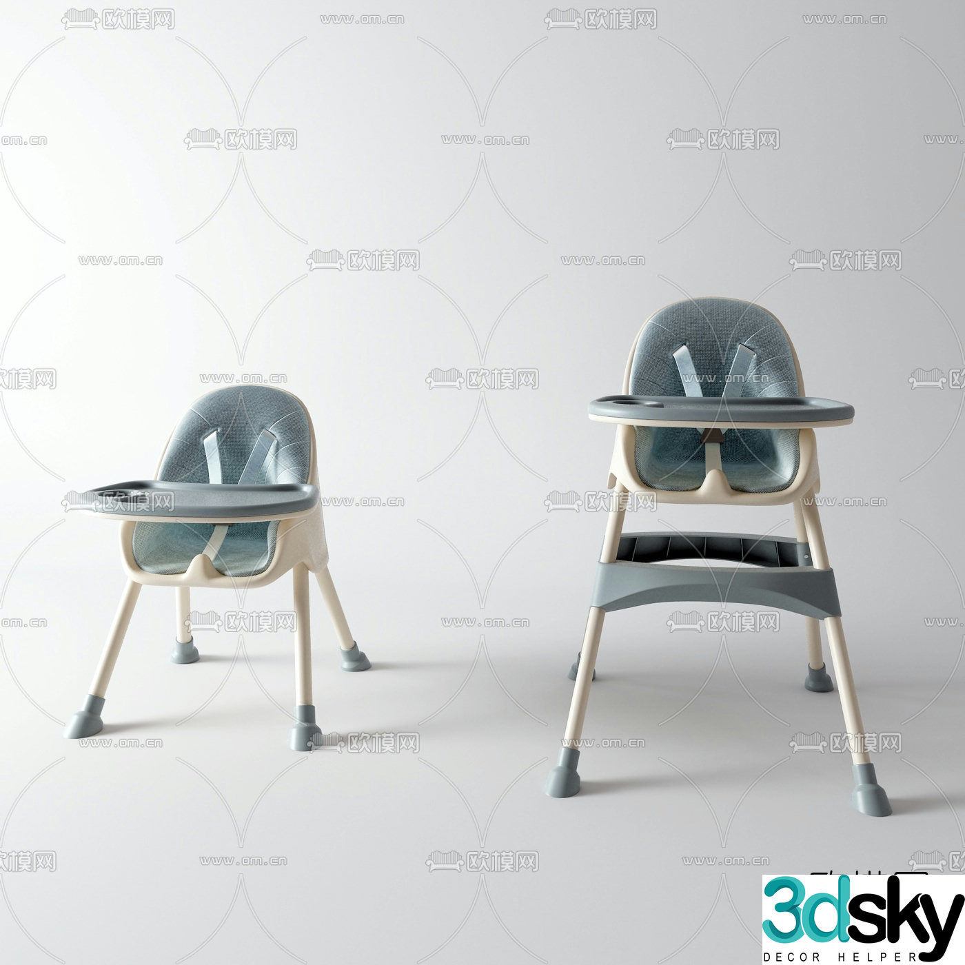 Modern baby and child dining chair 3d model