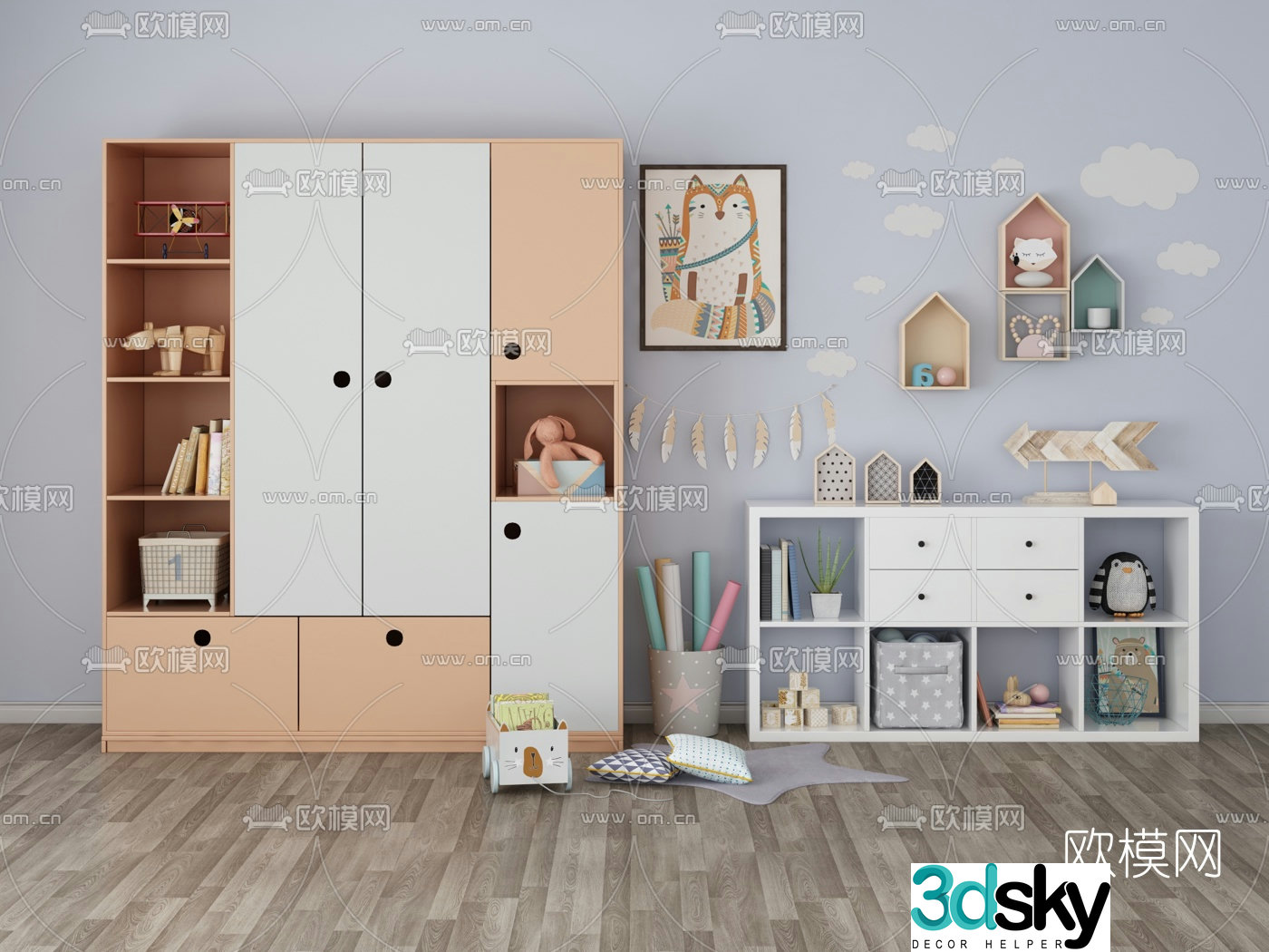 Modern multifunctional children’s cabinet 3d model