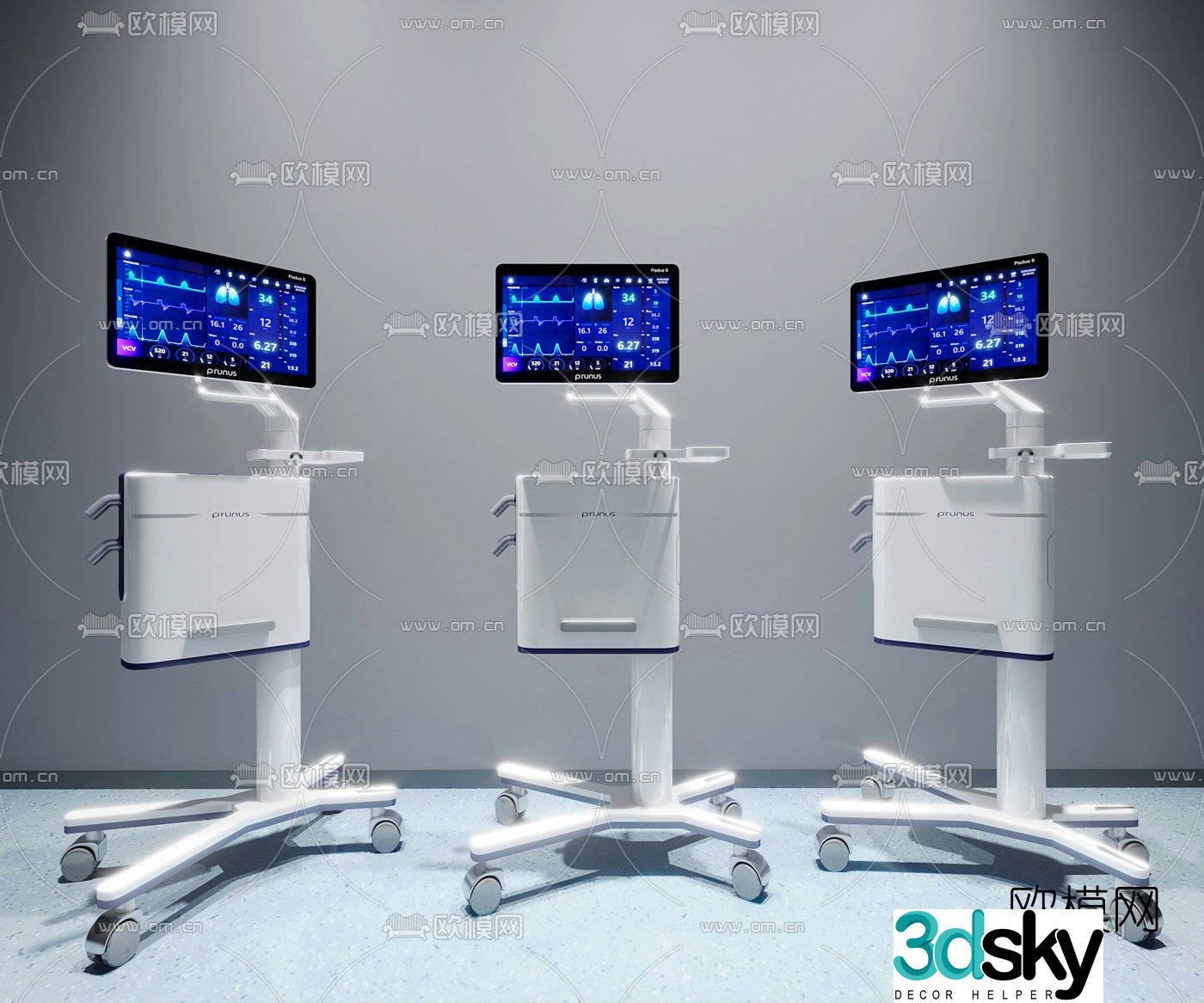 Modern ventilator medical instrument 3d model
