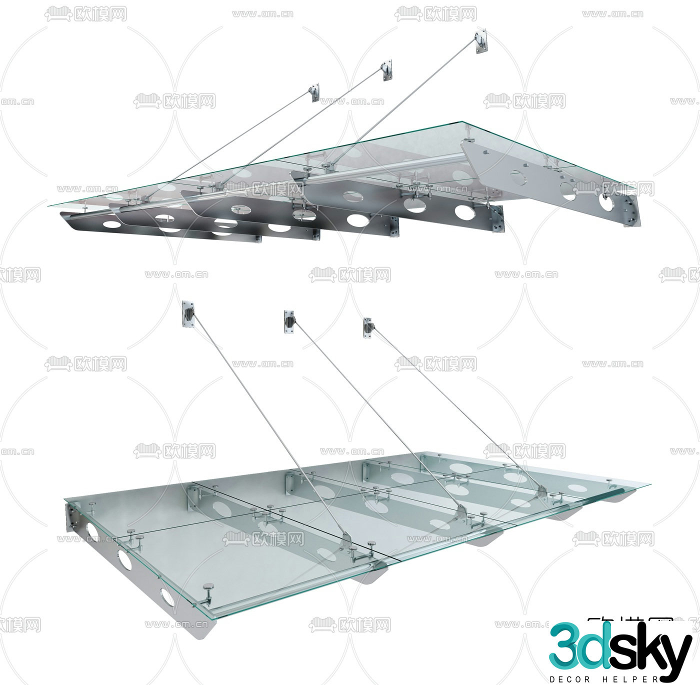 Modern glass canopy 3D model