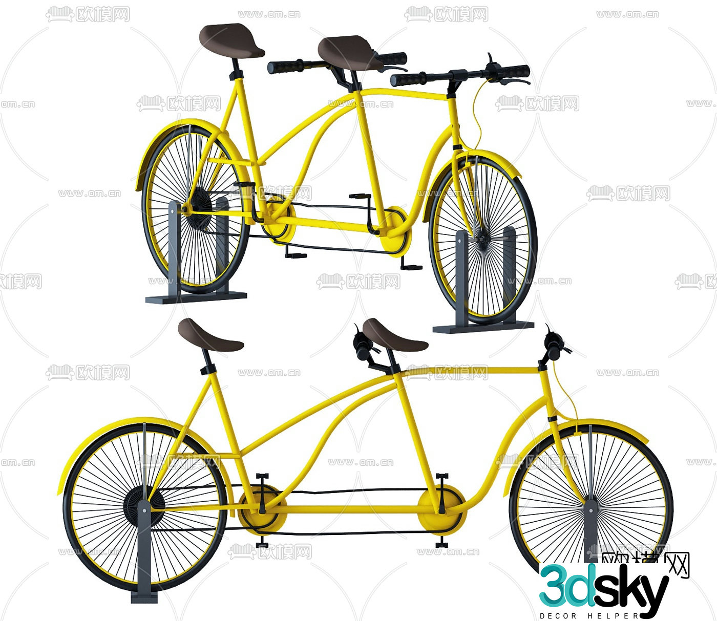 Modern tandem bicycle 3d model