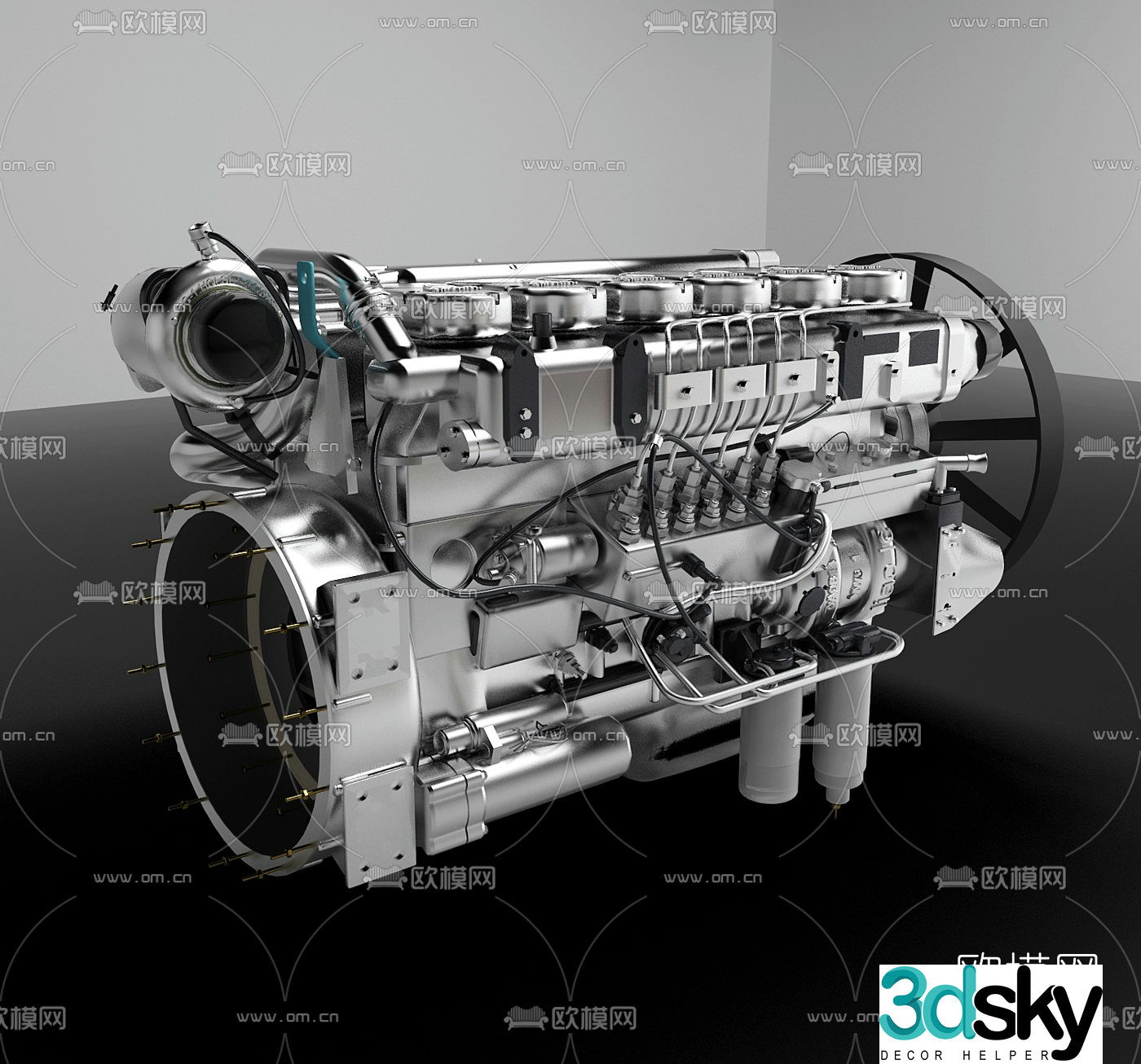 Modern electromechanical engineering engine 3d model