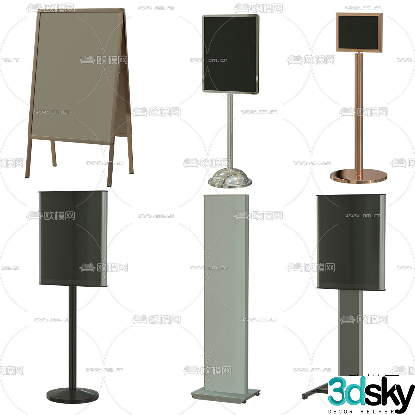 Modern billboard signage combination 3d model