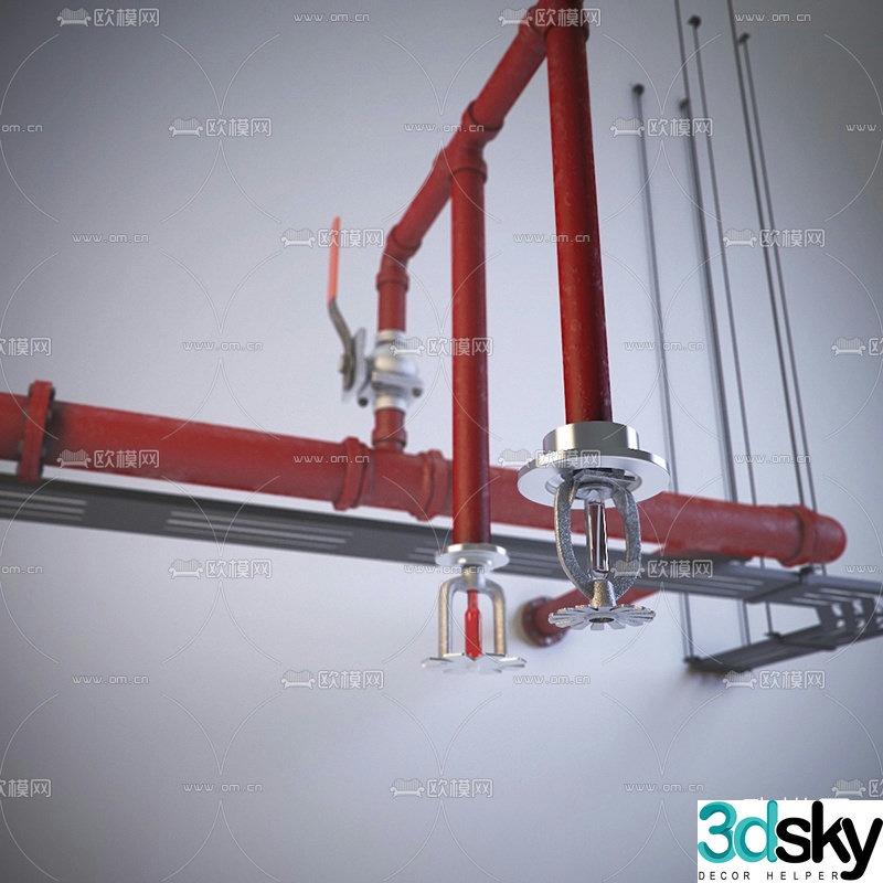 Modern fire sprinkler equipment 3d model
