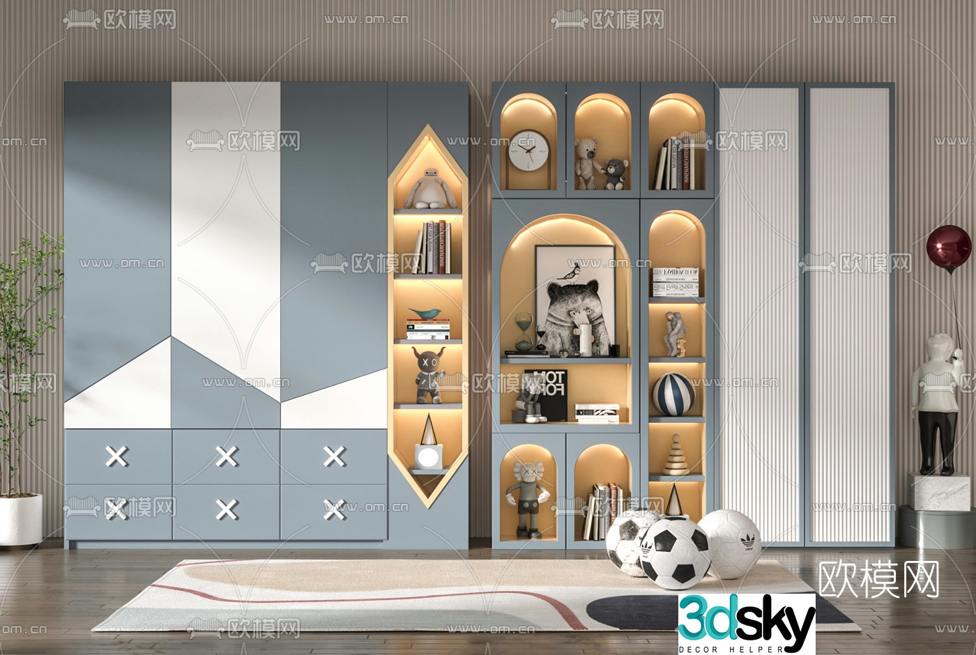 Modern children’s wardrobe 3d model