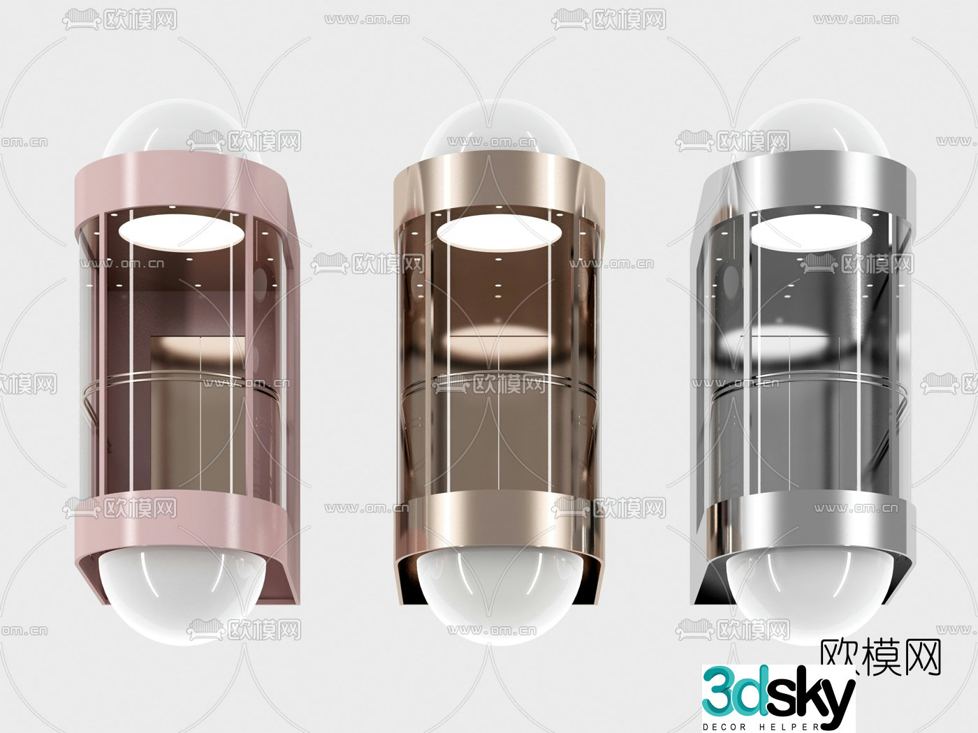 Modern sightseeing elevator car 3d model