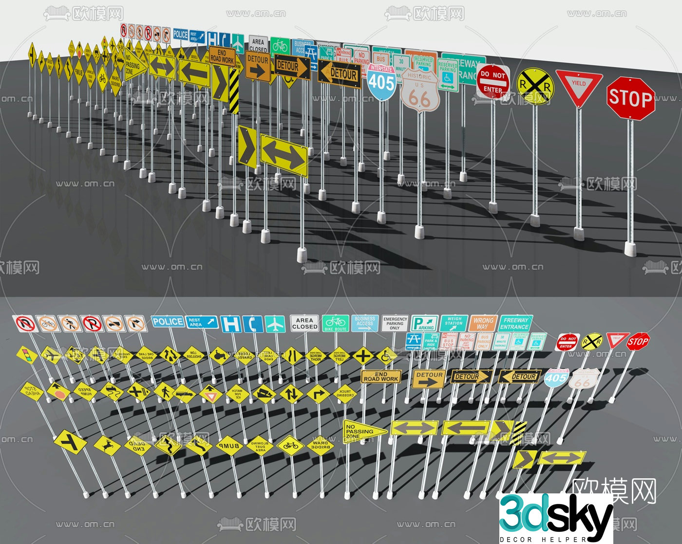 Modern highway sign 3d model