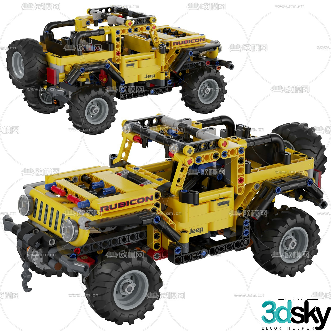Modern building block jeep 3d model