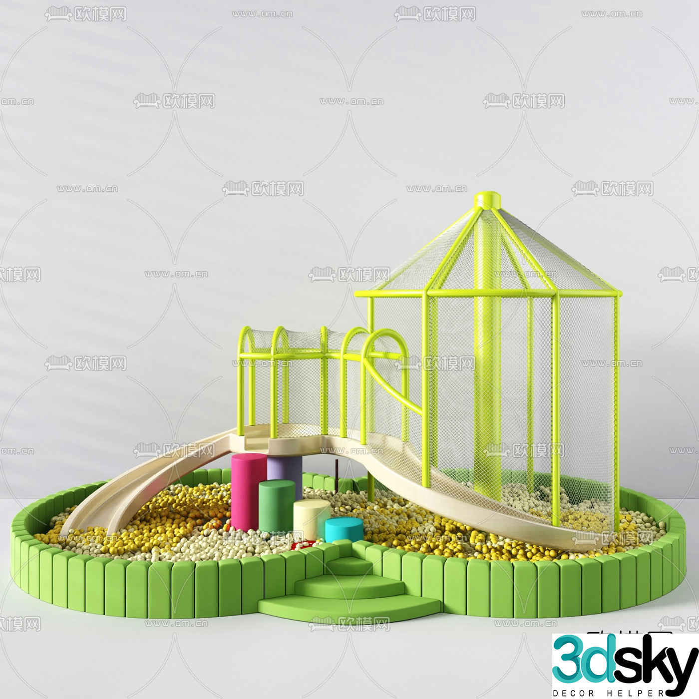 Modern children's ball pool slide 3d model