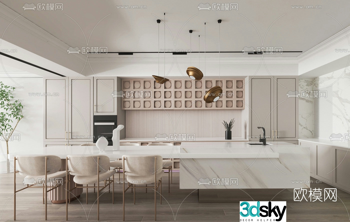 Fila Design Modern Dining Room Kitchen 3d Model