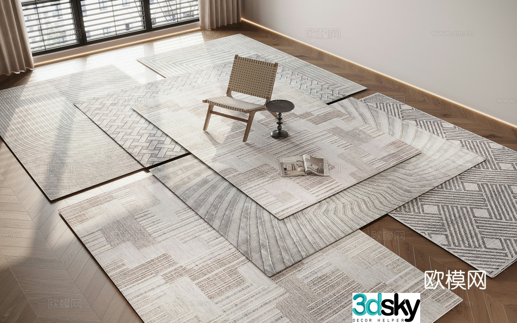 Modern simple carpet square carpet 3d model