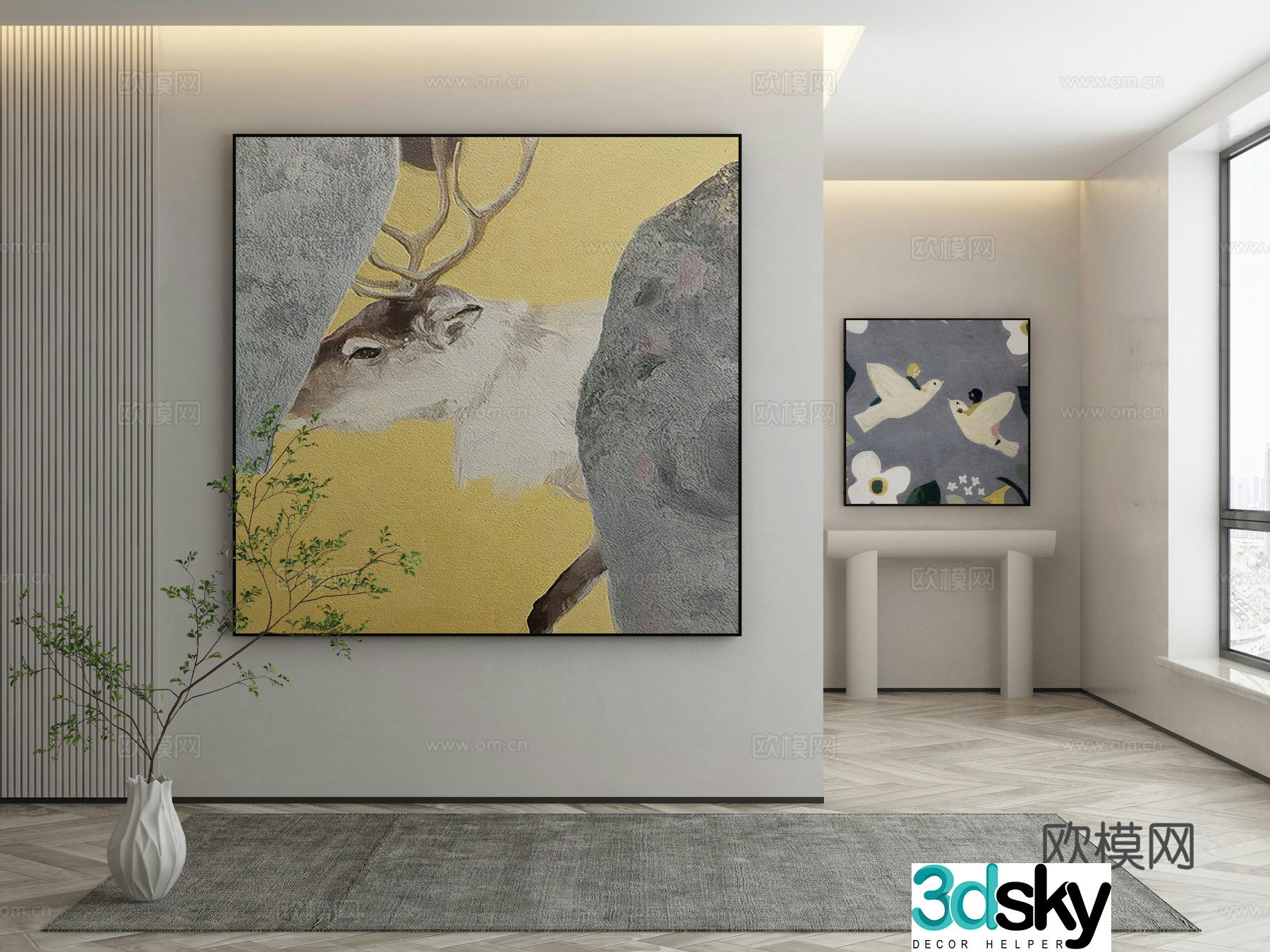 Modern decorative painting texture painting hanging painting 3d model