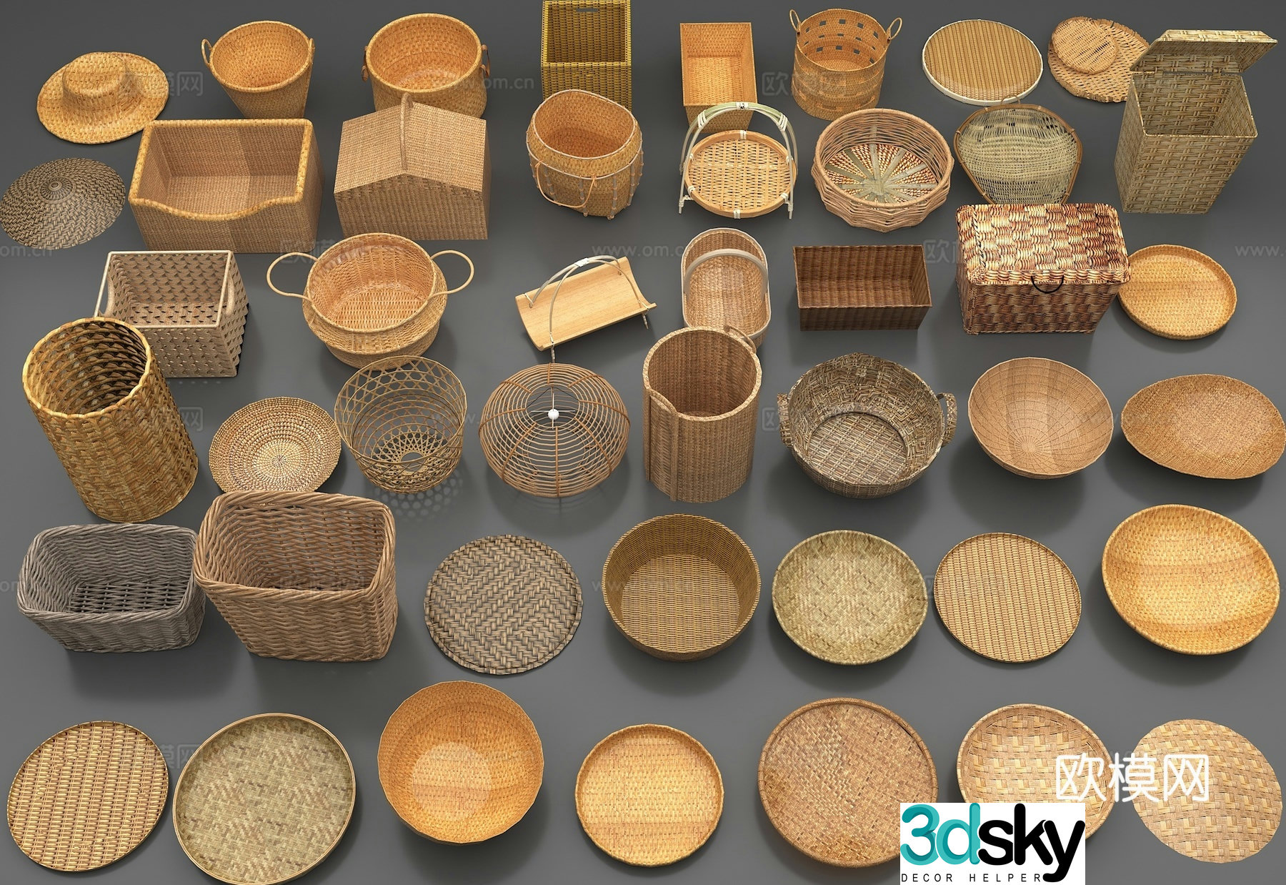 Bamboo woven bamboo hat dustpan bamboo basket bamboo basket basket bamboo box bamboo cabinet bamboo basket 3d model