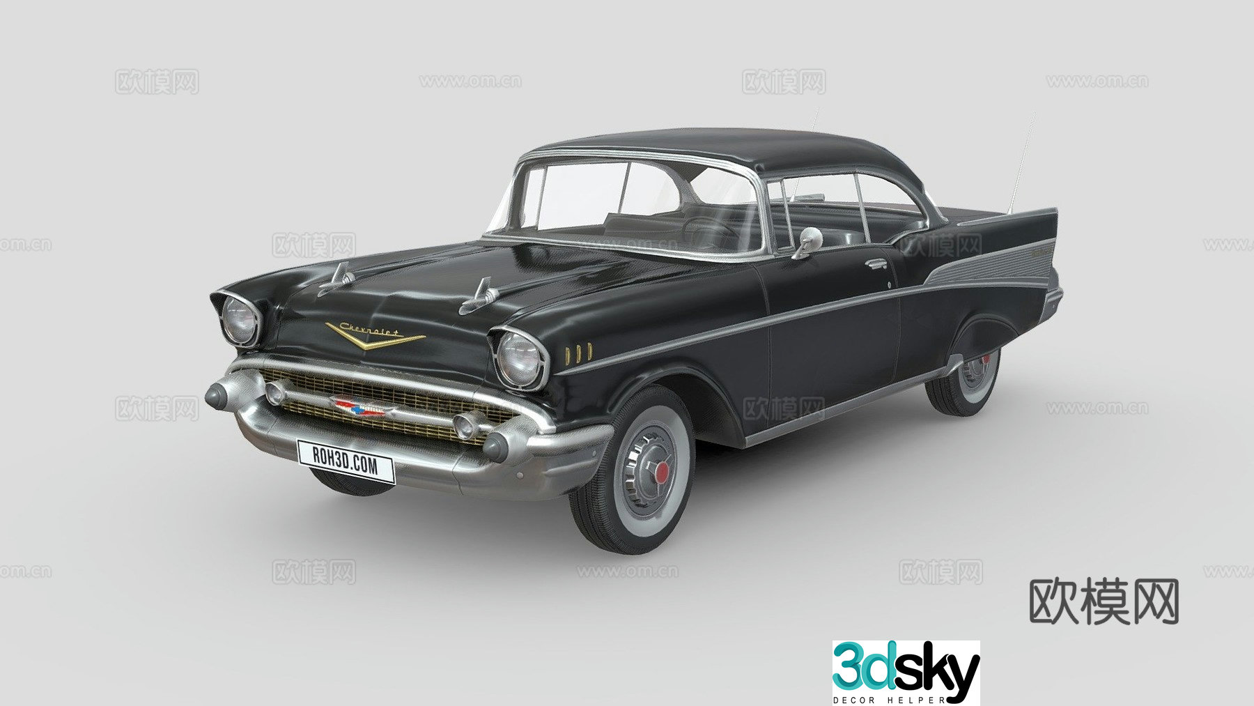 black chevrolet bellair car 3d model