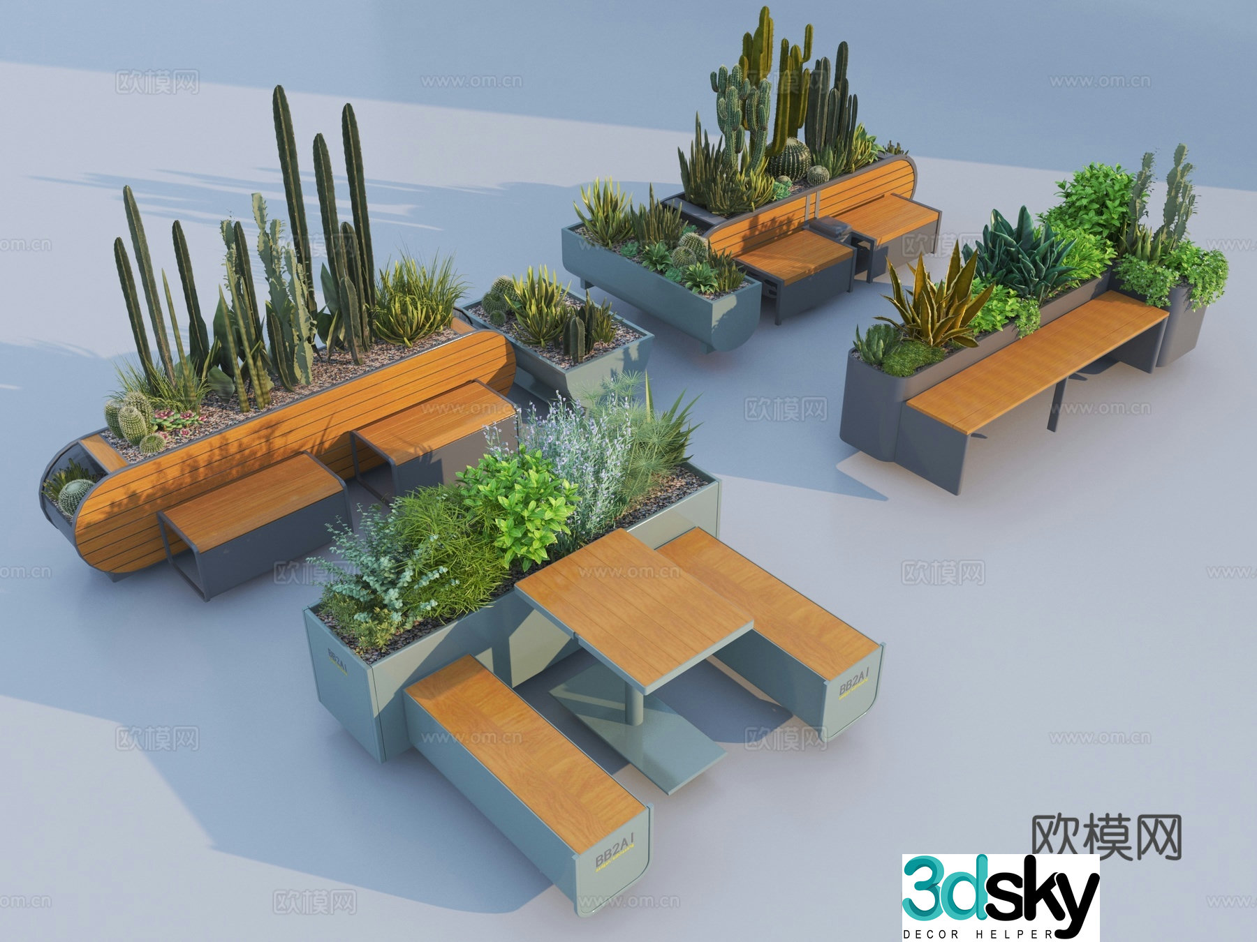 Outdoor chair tree pool chair park chair 3d model