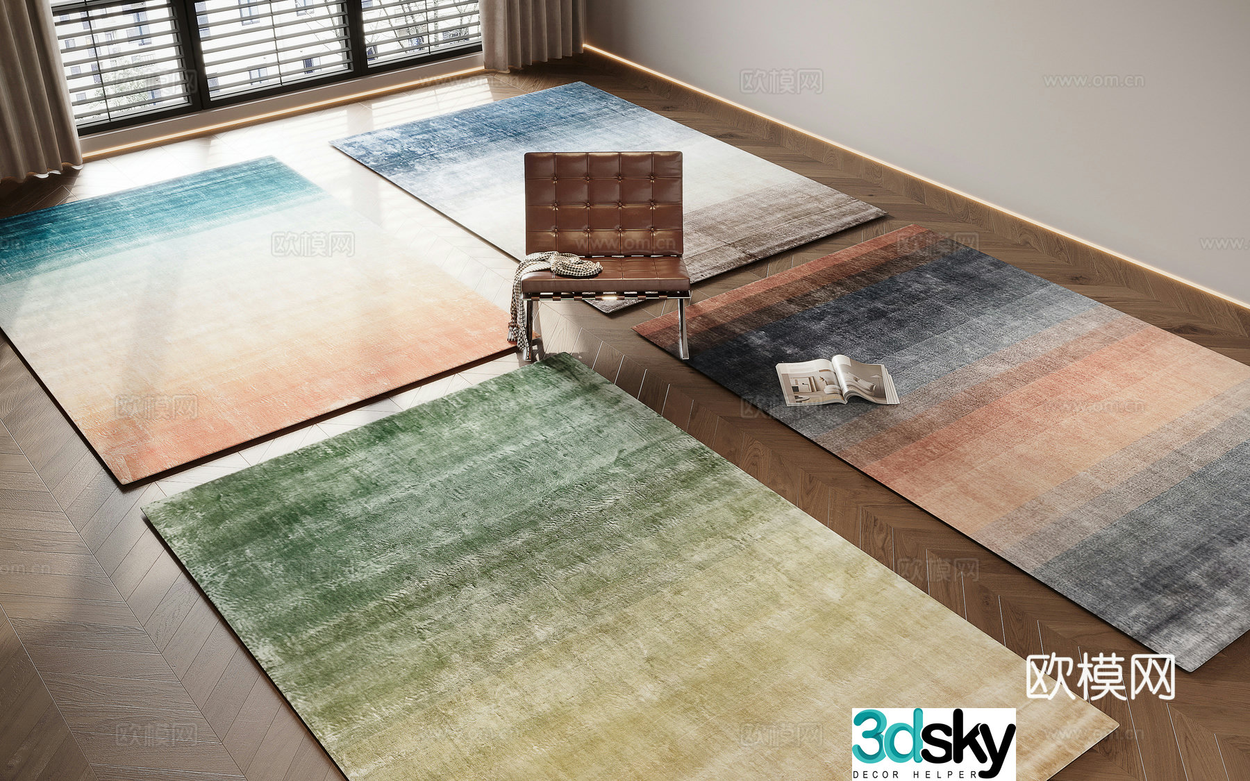 Simple carpet square carpet foot pad 3d model