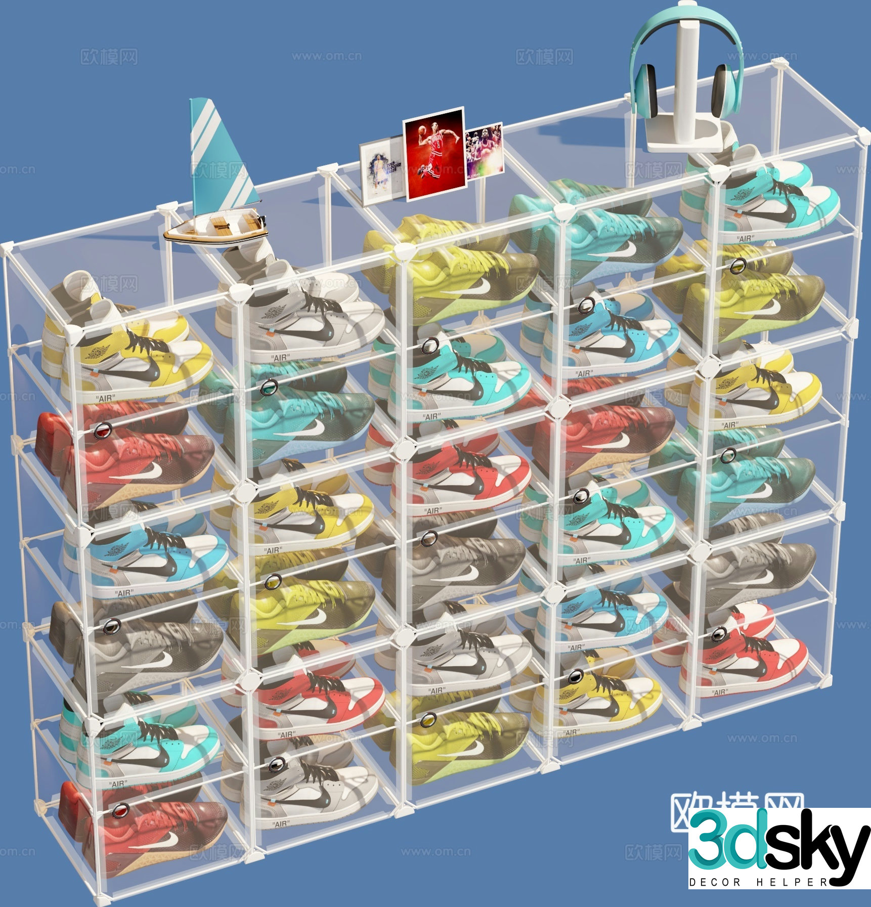 Acrylic shoe rack shoe cabinet 3d model