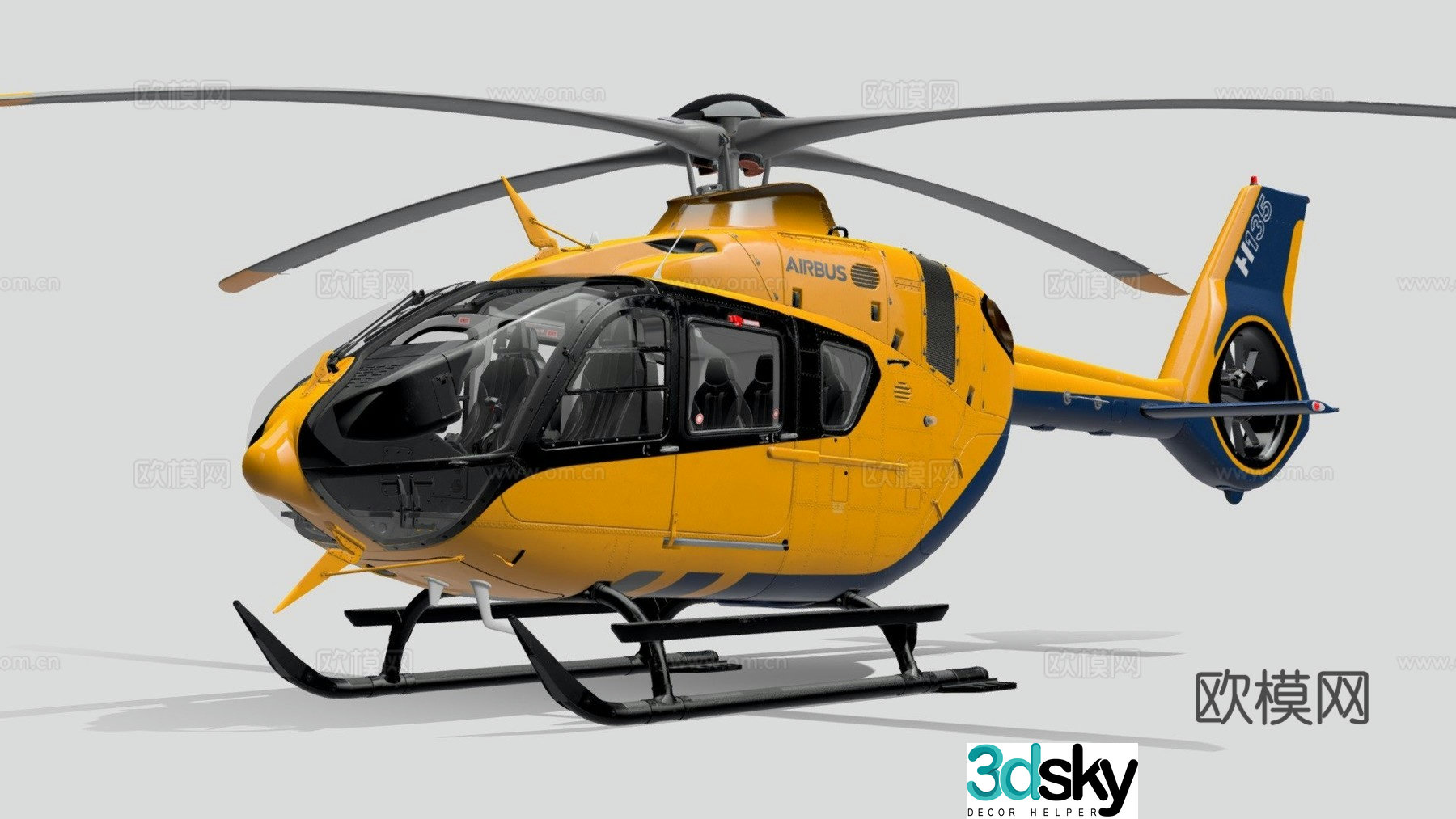 H135 aircraft airliner helicopter 3d model