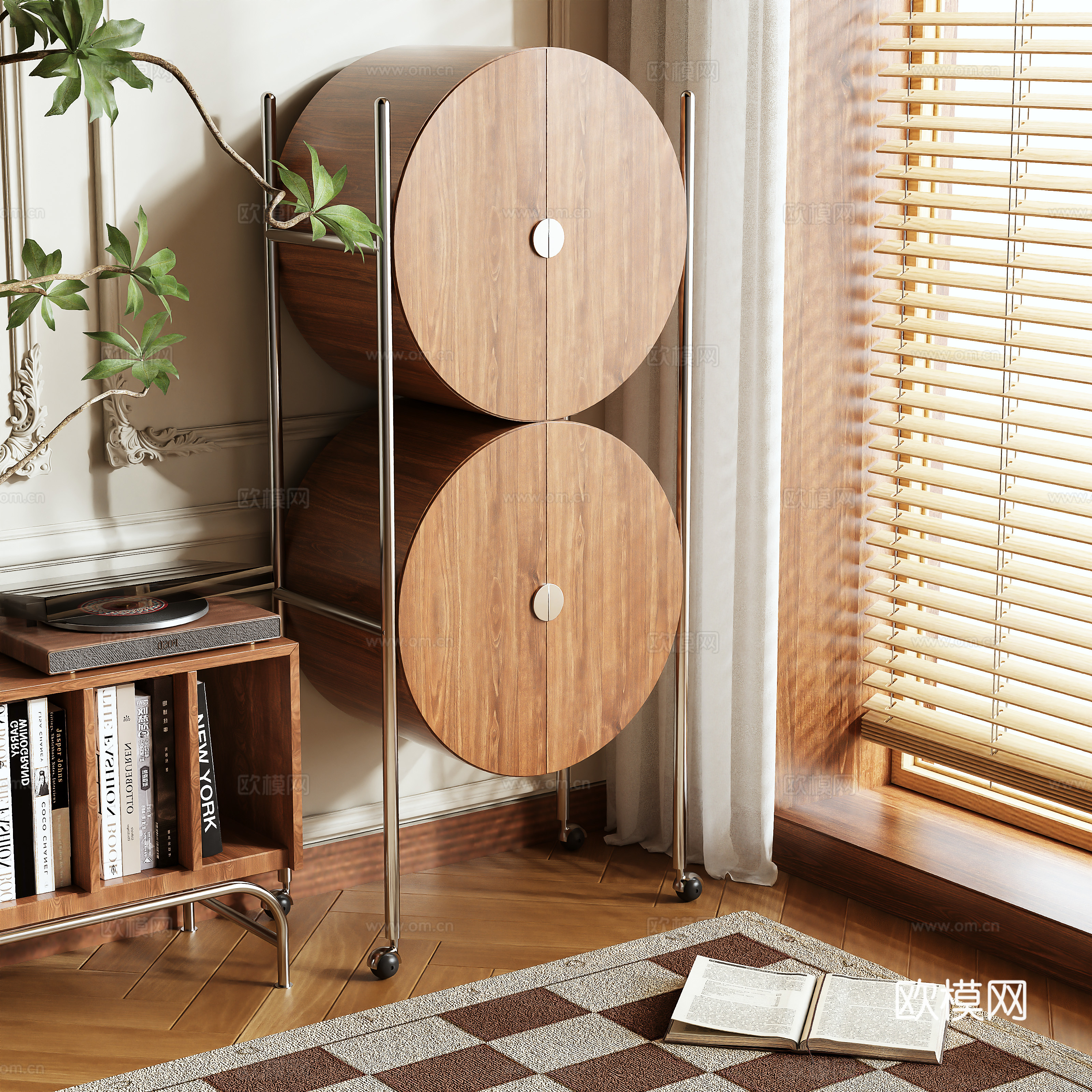 Log style decorative cabinet side cabinet 3d model