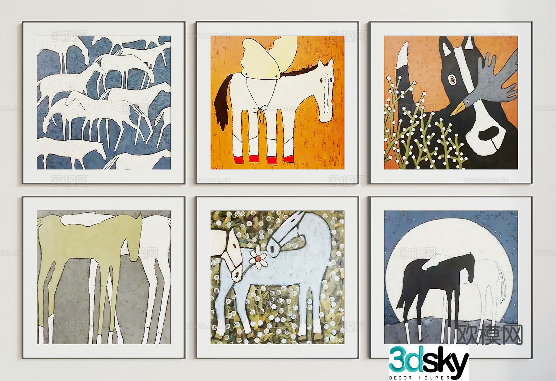 Modern animal hanging painting decorative painting 3D model