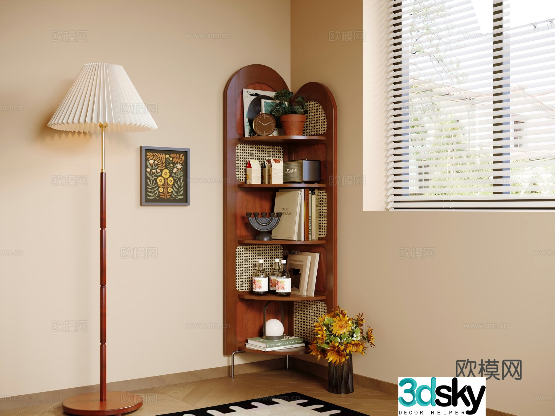 Medieval style bookcase bookshelf 3d model