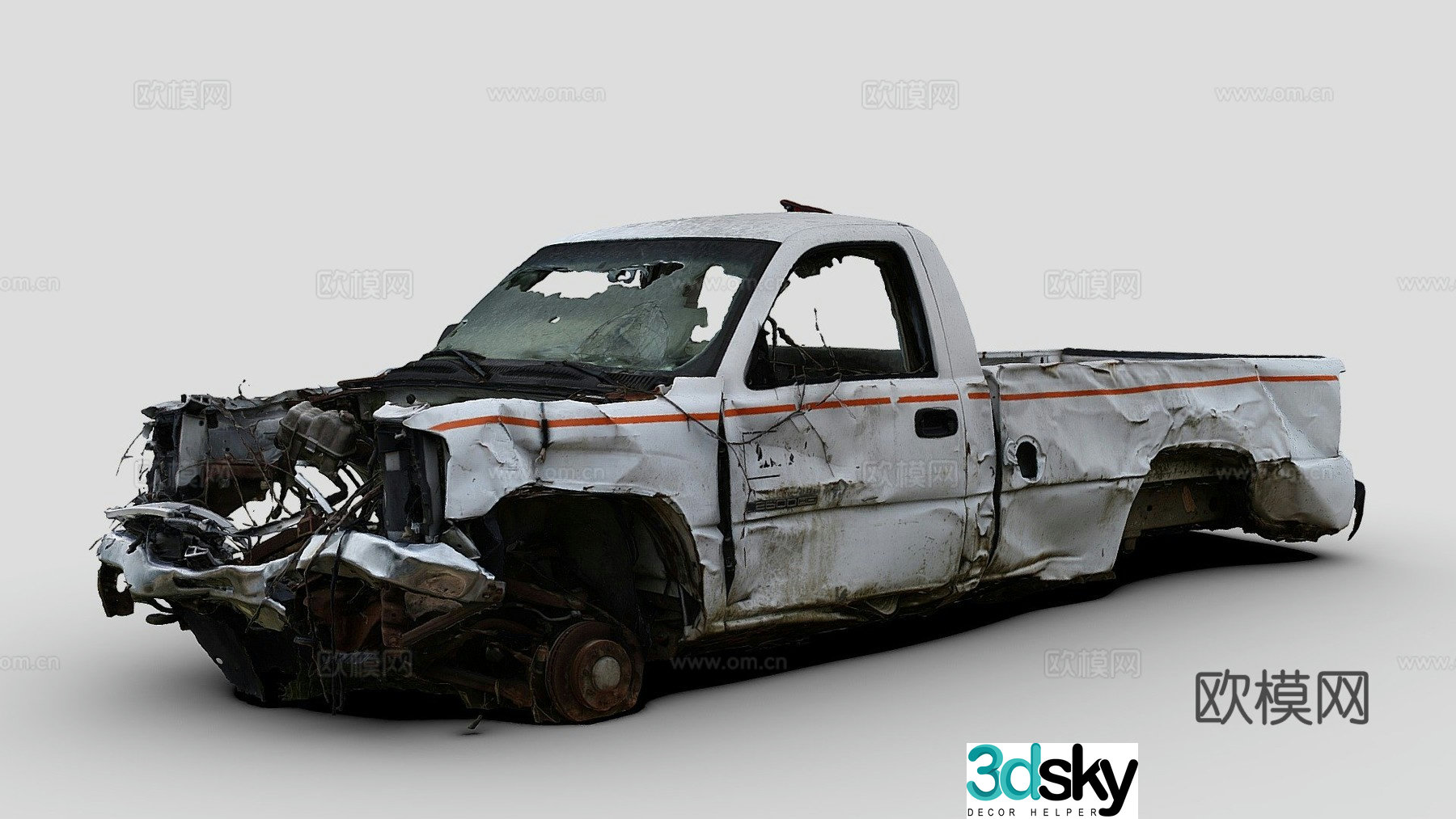 Abandoned pickup car 3d model