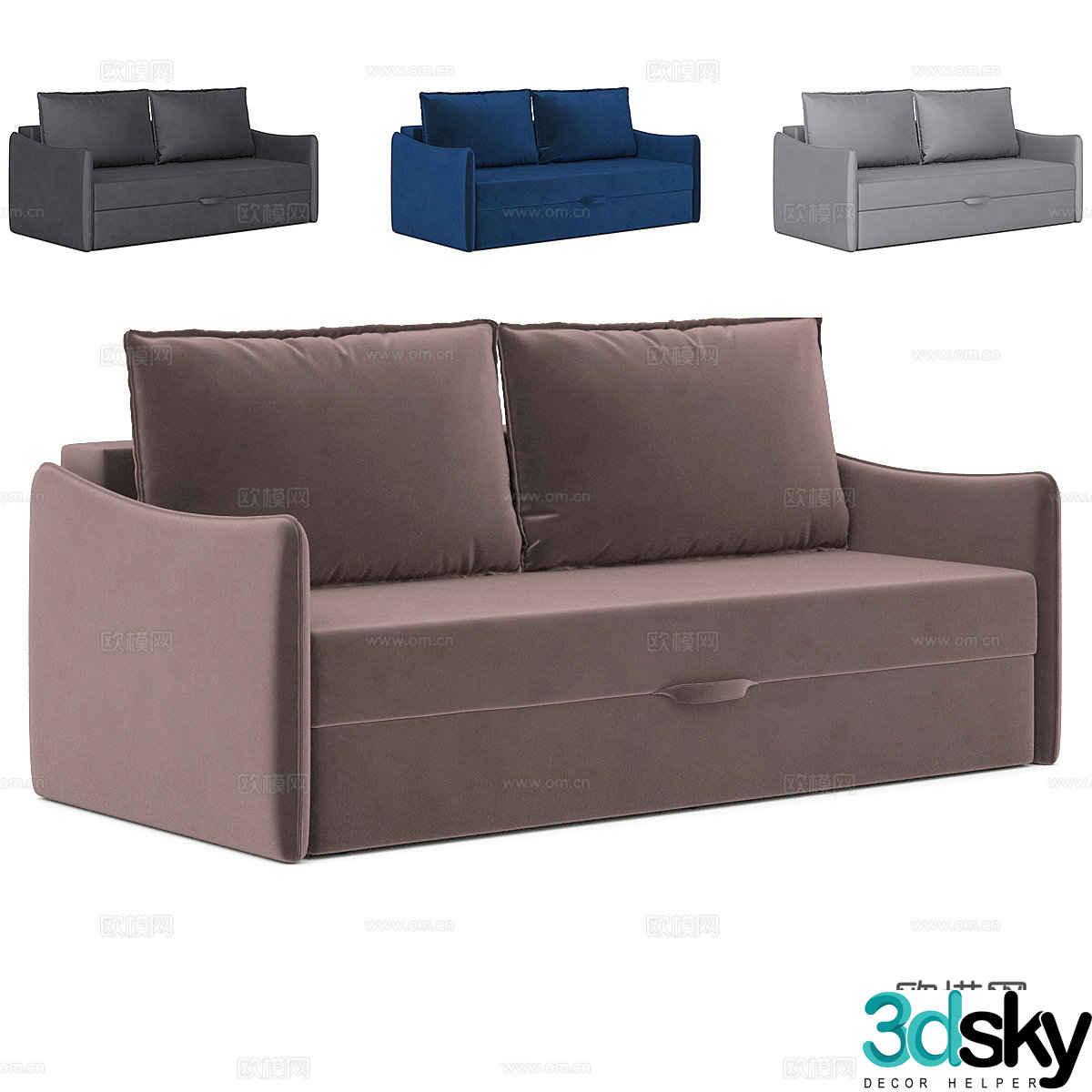 Modern minimalist sofa double sofa 3d model