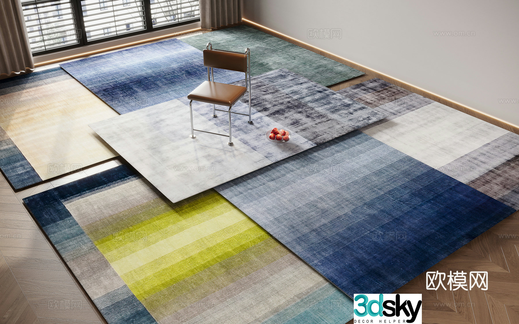 Simple carpet square carpet foot pad 3d model