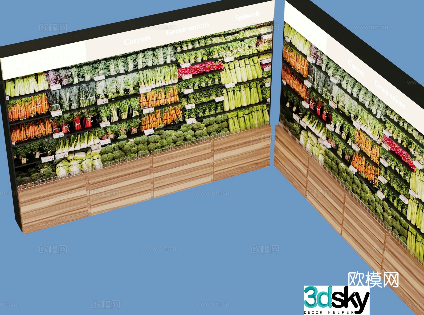 Supermarket shelves vegetable rack 3d model