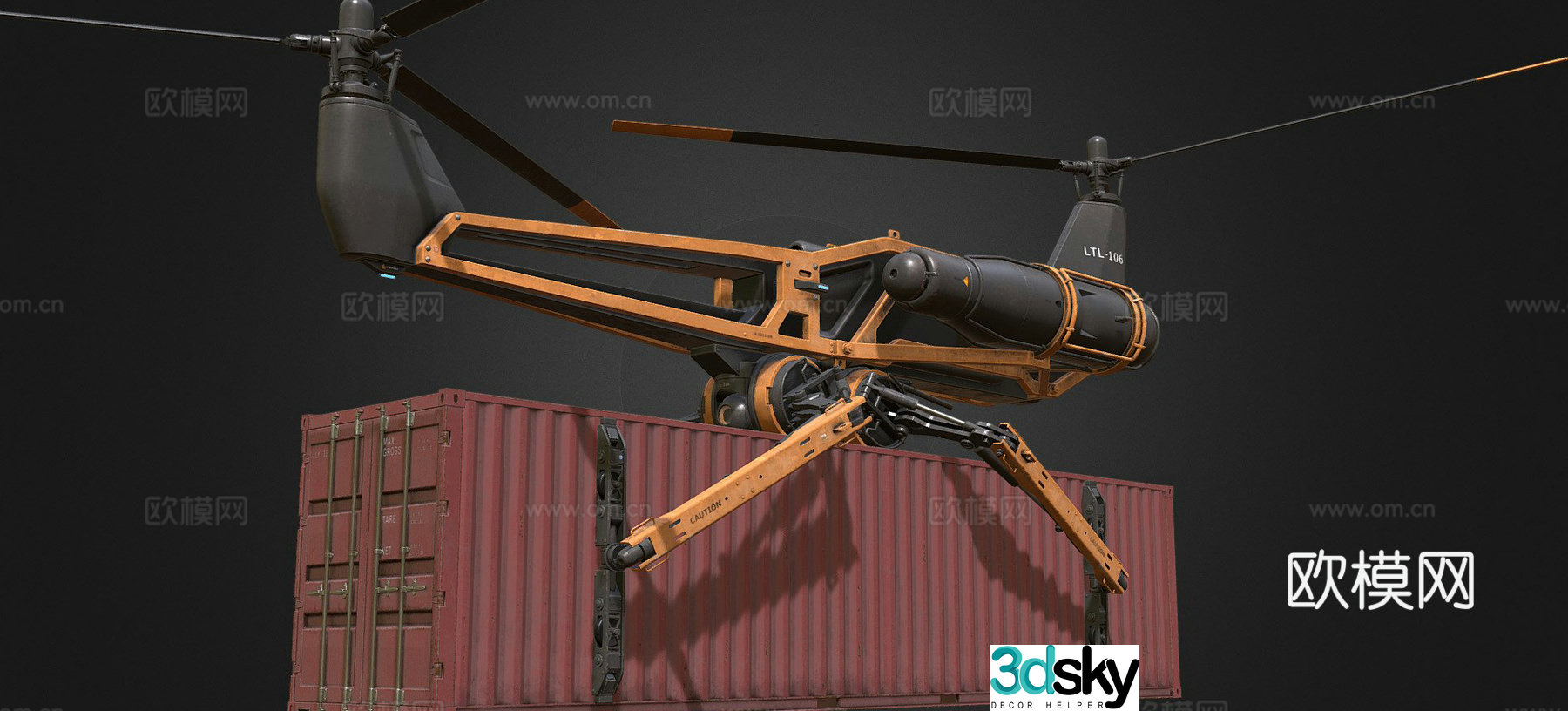 cargo drone helicopter aircraft 3d model