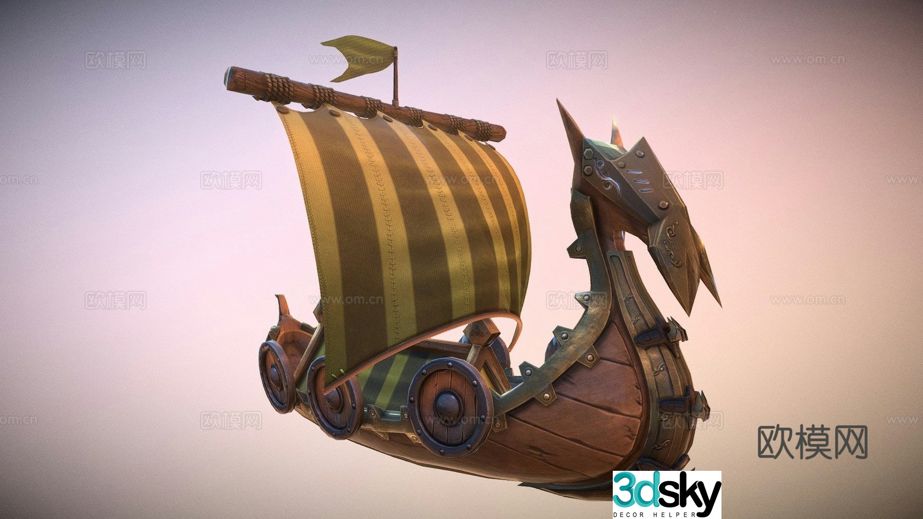 armored ship pirate ship ship 3d model