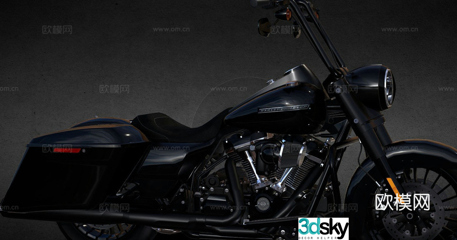 harley davidson road king motorcycle motorcycle 3d model