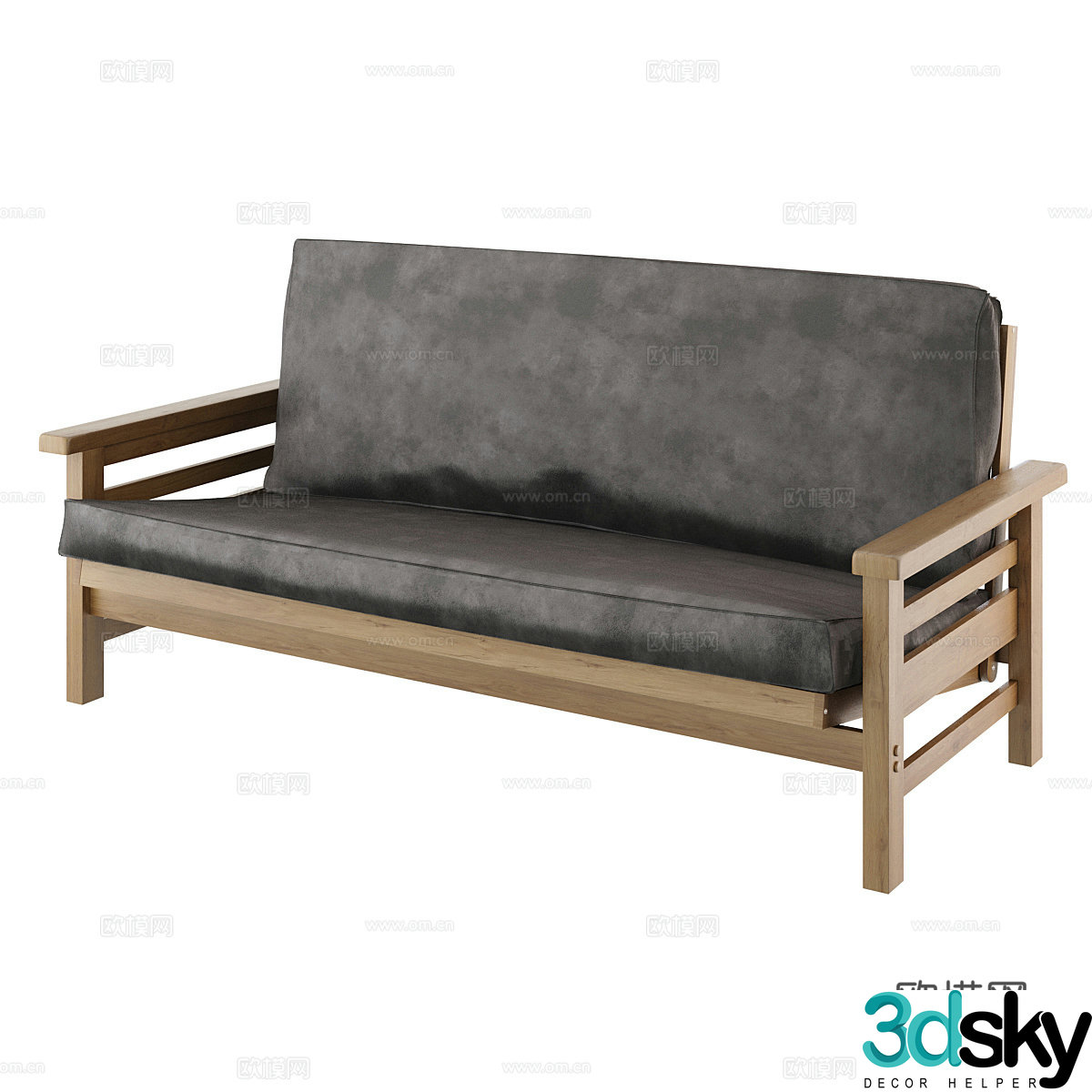Double sofa leather sofa 3d model