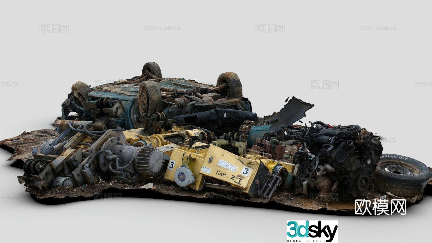 scrap car industrial scrap 3d model